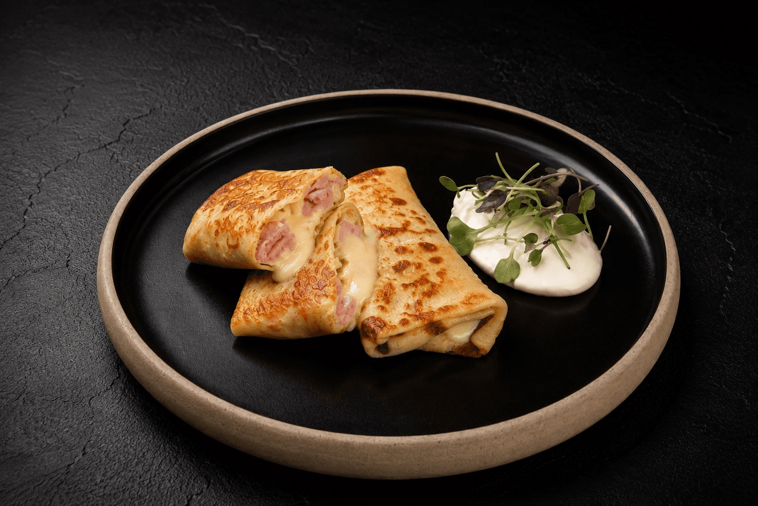 HAM AND CHEESE BLINIS