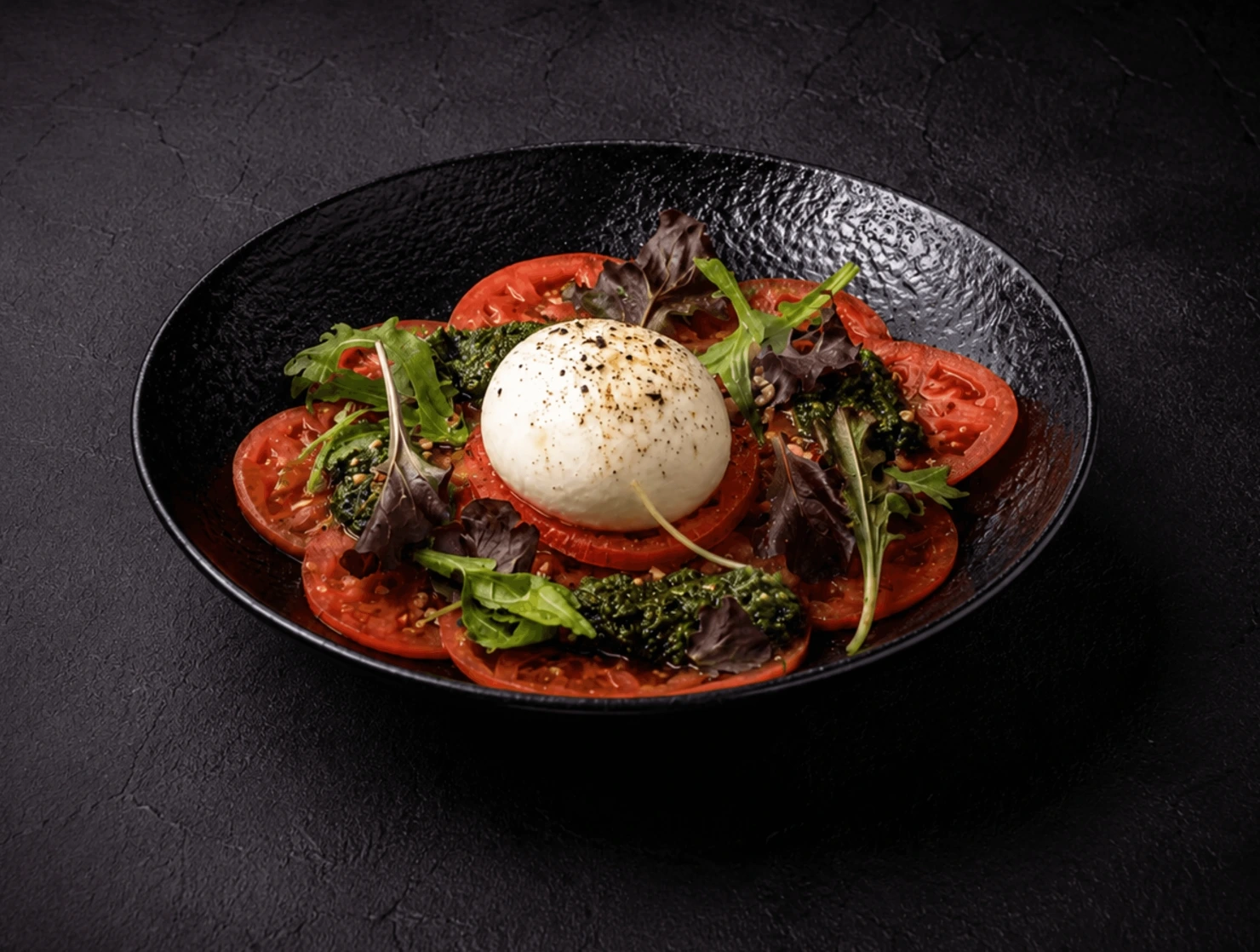 BURRATA AND PESTO SALAD